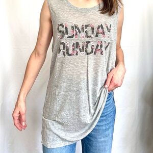 Gray Graphic Muscle Tank Sunday Runday Top Size XS